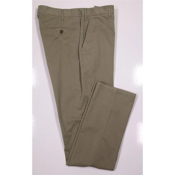 The Sporting Gent TSG $135 Solid Light Olive Green Flat Front Chino Pants 33x34 - Picture 1 of 7